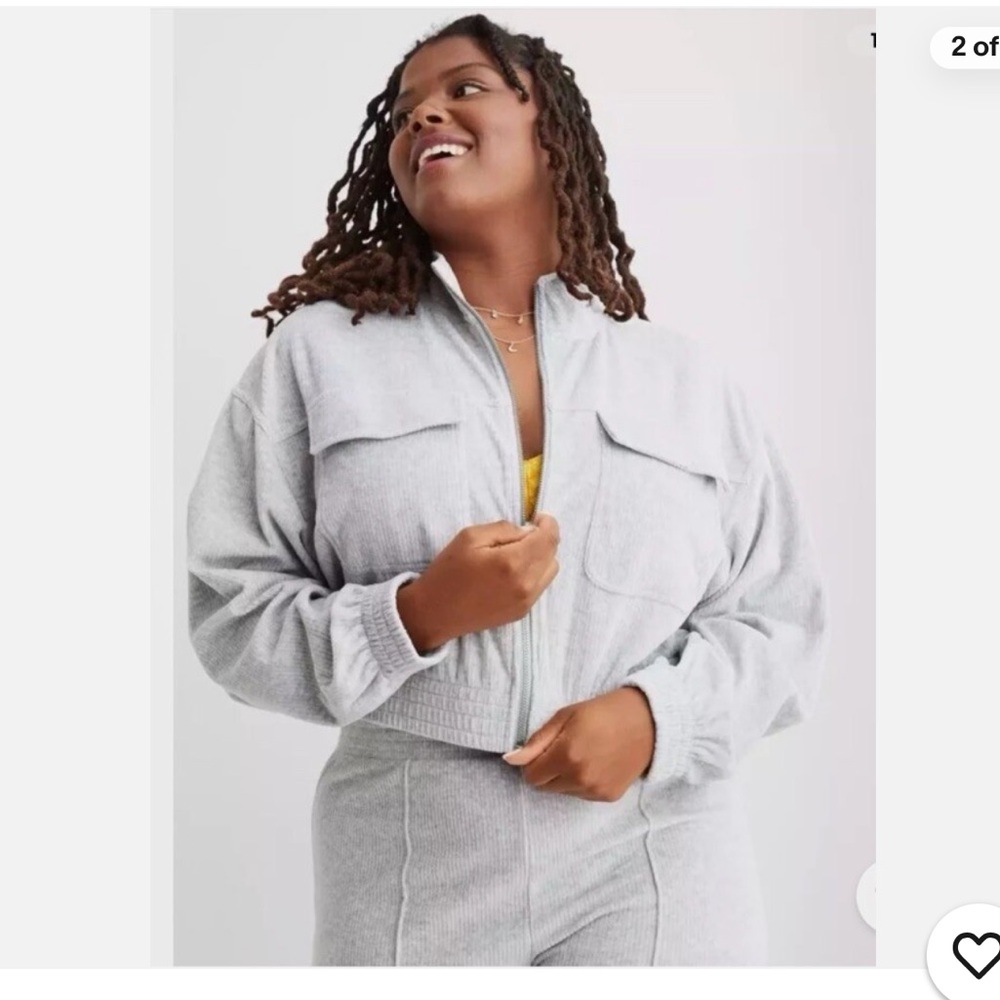 Aerie Set Groove-On Velour Full Zip Sweatshirt and pant